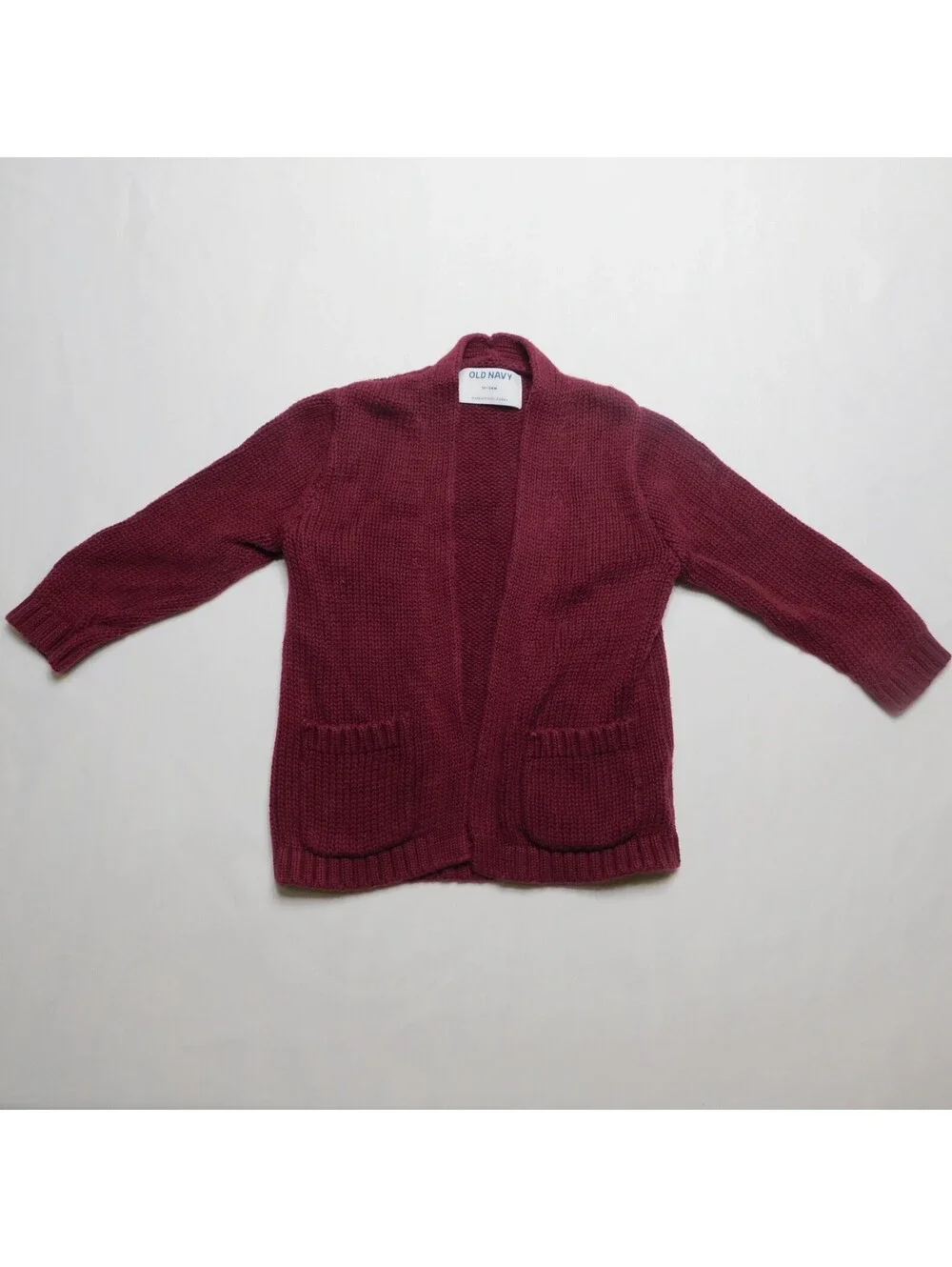 Old Navy Baby Toddler Knit Cardigan Sweater 18-24M Burgundy Maroon Open Front